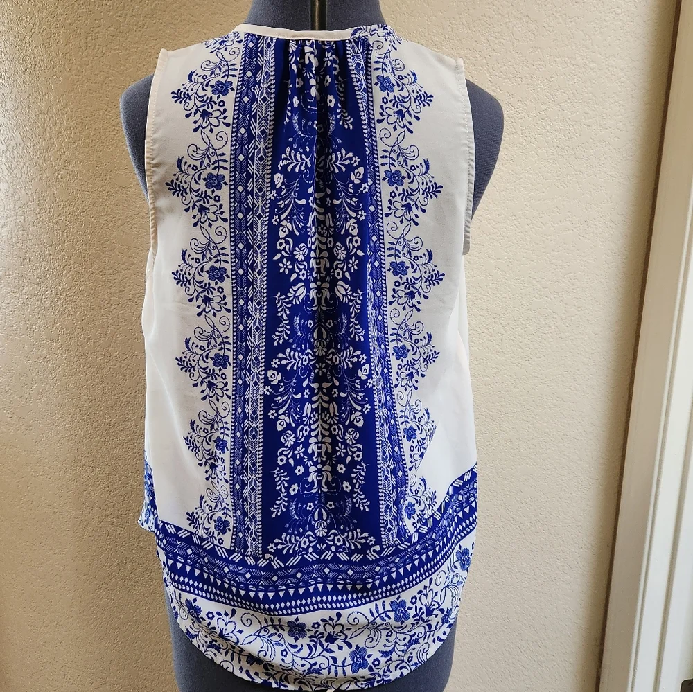 Beautiful blue and cream boho top - Picture 4 of 7